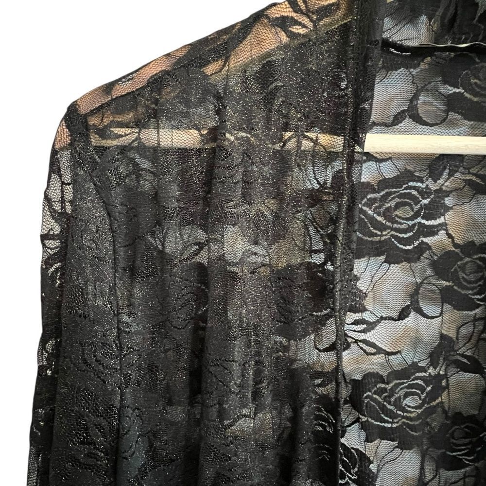 Mod Land Womens Black Lace Whimsigoth Cardigan Size M Sheer Boho Fairy Grunge - Picture 2 of 7